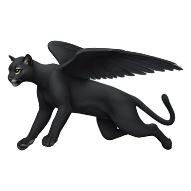winged black puma flying sticker