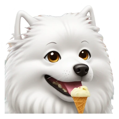 japanese spitz dog eating icecream sticker