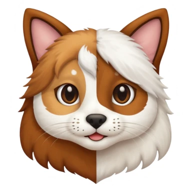 half cat half dog, split vertically, friendly face sticker