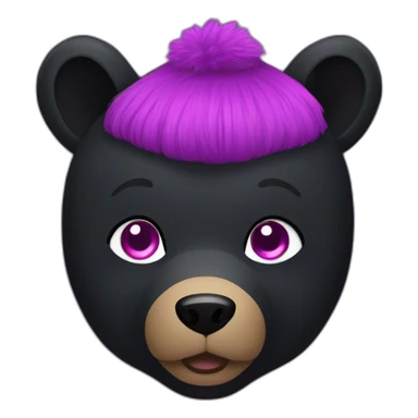black bear in a black and purple sweater and black jeans with pink eyes sticker