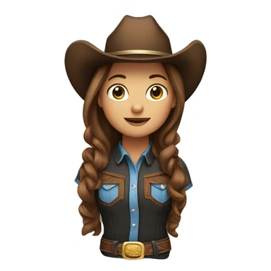 cowgirl on horse with brown hair  sticker
