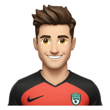 Mason mount Cristiano Ronaldo 30 year old Silicon Valley product designer smiling with stubble and mustache in a black tshirt with broad shoulders profile photo sticker