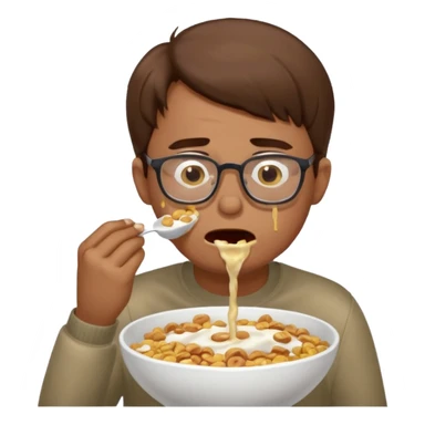 Vomit cereal man eat milk and cereal  and vomit sexy vomit crying man vomit brown hair glasses  sticker