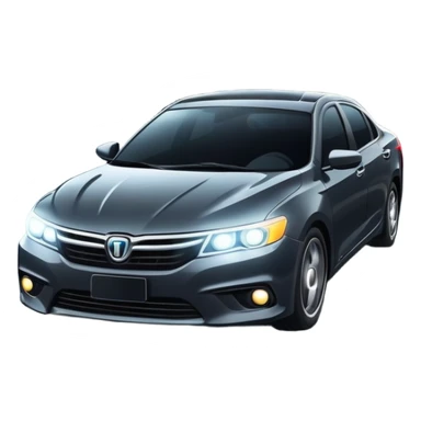 car driving on a highway at night with city lights sticker