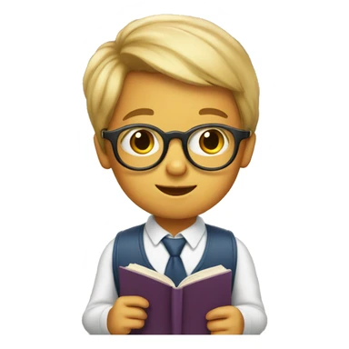 very smart child with glasses and a book sticker