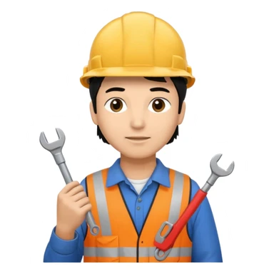 Electricity power man employer at work with black hair sticker