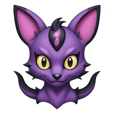 Black batty vampiric scary spooky dark dusky gloomy cute handsome beautiful pretty Liepard-Noibat-Delcatty-Pokémon-fusion sticker