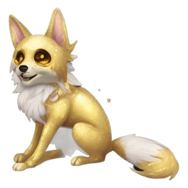 Black iridescent dog fox zombie skeleton gold mechanical nebula galaxy stars flowers fairy lights vintage sticker