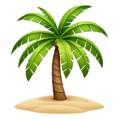 generate realistic detailed palm tree in 3d style with sand  sticker