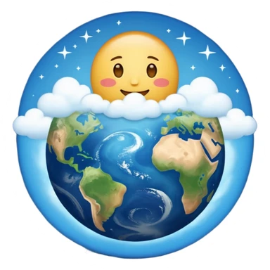 an emoji that circular like the emoji of earth but withh the representation of heaven/sky/aethenum sticker