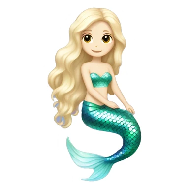 Iridescent mermaid white girl with iridescent tail sticker