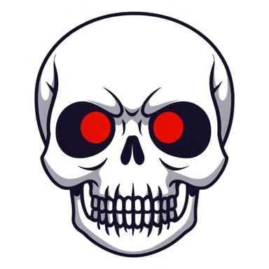 scary skull with red eyes and black background sticker