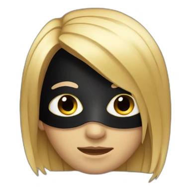 a boy with a straight hair wearing a black mask sticker