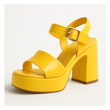a chunky-heeled sandal, trendy, bold, on a white background sticker