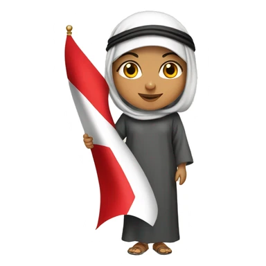 arabian women old bahraini hold Bahrain flag sticker