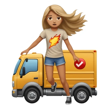 A truck hitting a girl and about to falling sticker