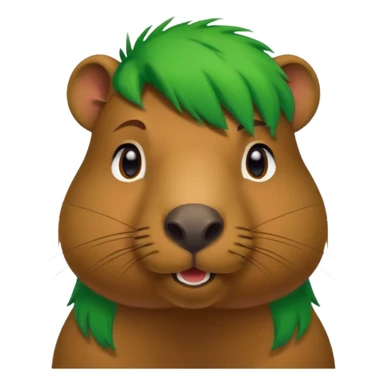 Capybara with green hair sticker