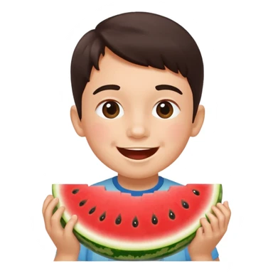 Fait un emojie de un gamin qui mange une pastèque sticker