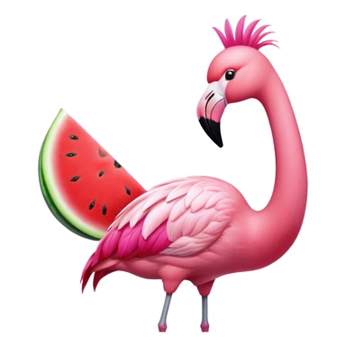 Flamingo eating watermelon  sticker
