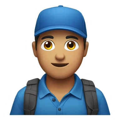 Can you come up with a male he is a young but handsome Mexican that  is wearing a blue polo with cap he holding a clip board  sticker