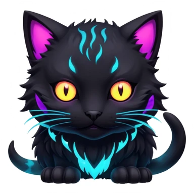 Black Dark Nocturnal Neon-glowing Abyssal Nightly Abyss-Cat-Fakémon Creature sticker