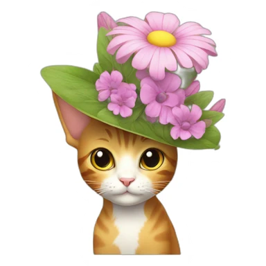 Cat whit a big flower hat sticker