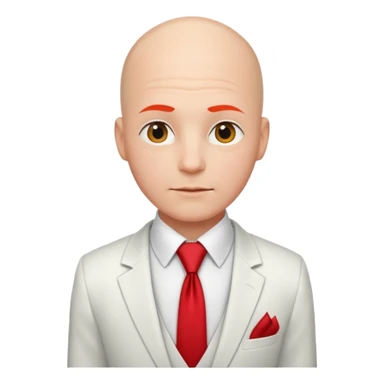 bald with red necktie, white suit sticker
