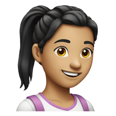 A smiling girl with a ponytail black hair sticker
