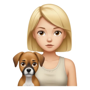 Blonde girl with fawn boxer dog  sticker