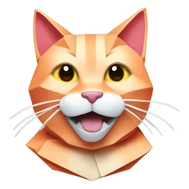 cat smiling origami saumon sticker