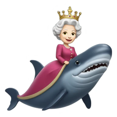 Queen Elizabeth II riding a whale sticker