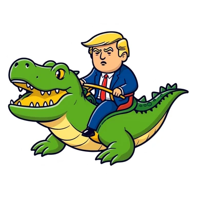 Trump riding gator sticker