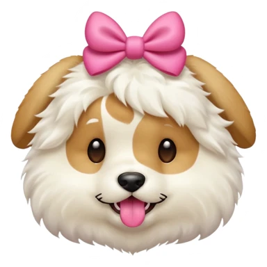 This puppy HEAD 🐶 with a pink bow and tongue out, please in apple ios emoji stylem sticker
