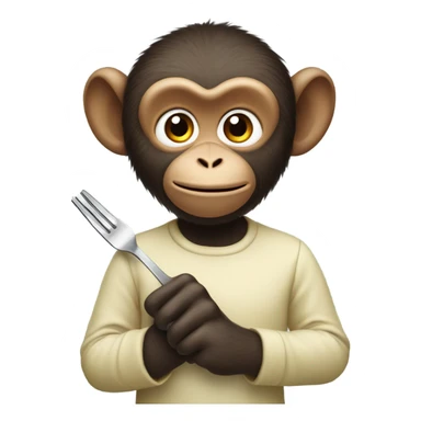 monkey holding fork sticker