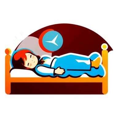 A girl wake up at the bed sticker