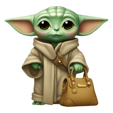 Baby Yoda with a Handbag with Leo pattern sticker
