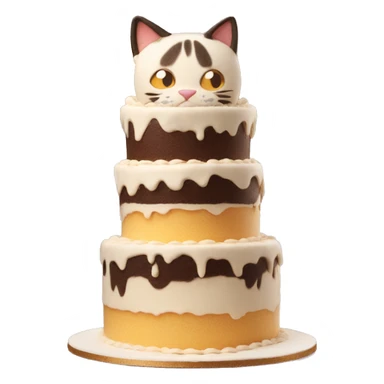 The cat makes a 4-storey cake sticker