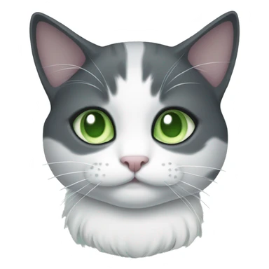 dark grey and white cat with pale green eyes  sticker