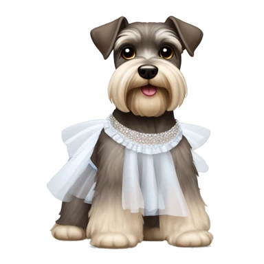 Brown and white schnauzer wearing a tutu sticker