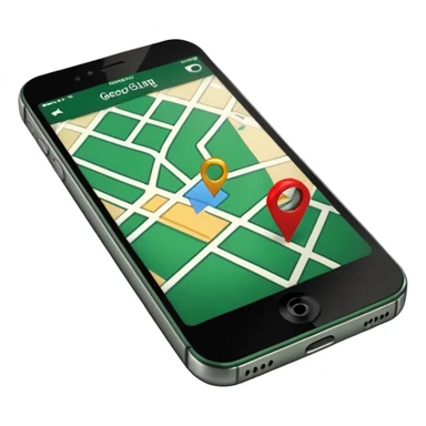 dark green geotag pointing to map on dark green iphone display sticker