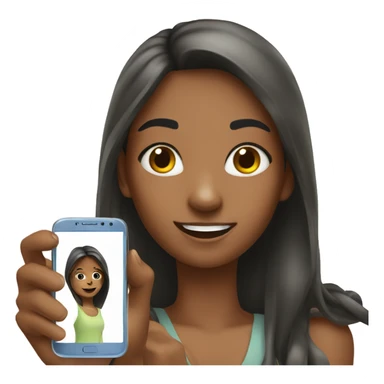 a girl with a phone making selfie sticker