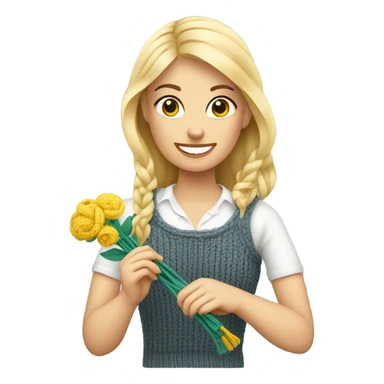 beautiful finnish blonde woman knitting flowers sticker