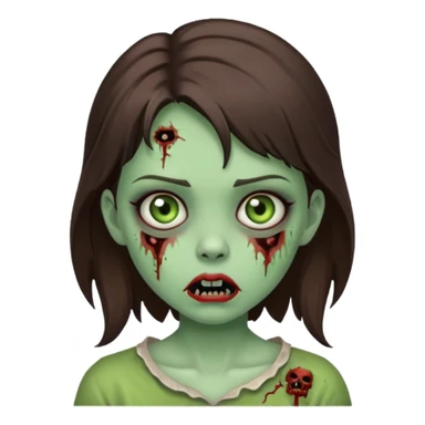 cute girl zombie,brunette ,horror green skin, sticker