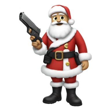 Santa holding a gun sticker