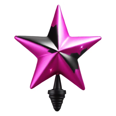 Realistic isolated black and pink metallic star christmas tree topper. sticker