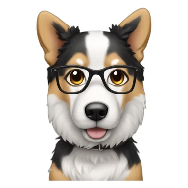 man white black hair with glasses and beard on a dog corgy sticker