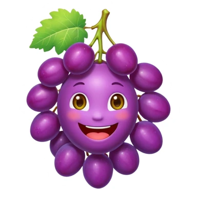 Chibi sticker style grape with a smiling face cute and exaggerated  sticker
