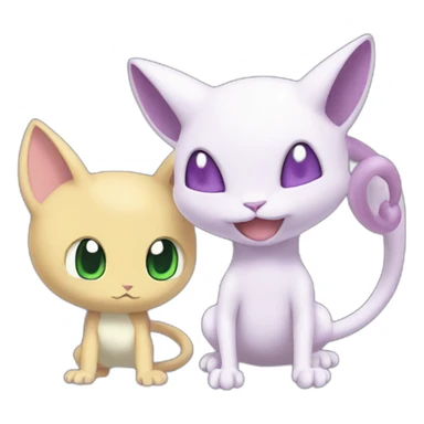 Mewtwo and mew pokemon sticker