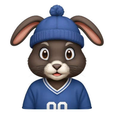 black rabbit with jersey and hat sticker