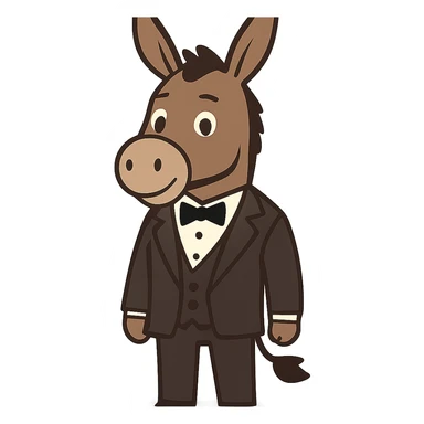 flat toon style donkey in a tuxedo sticker